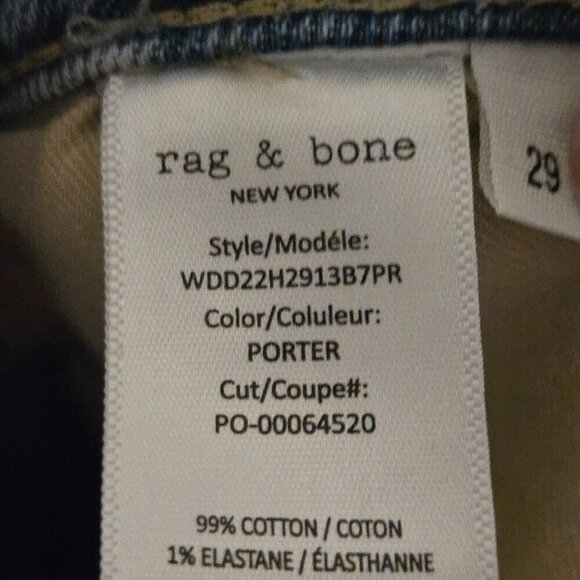 Rag & Bone Wren High Rise Slim Jeans Porter Size 29 - Picture 11 of 11